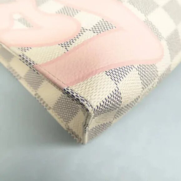 Auth Louis Vuitton Toiletry Pouch White Damier Azur Canvas Clutch Bag 835-092224 - Picture 8 of 12